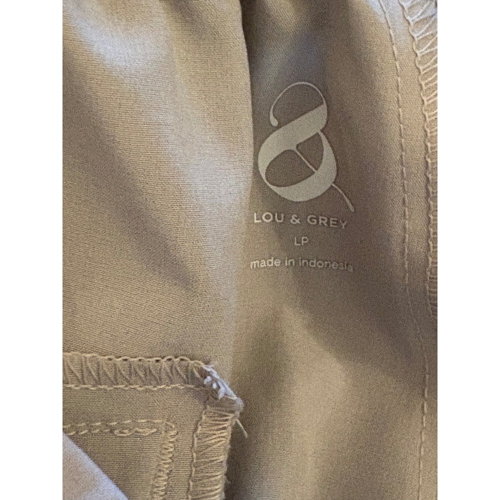 Lou & Grey Fluid Wide Leg Pleated Pull On Pants Beige Stone Petite Large LP - Picture 4 of 5